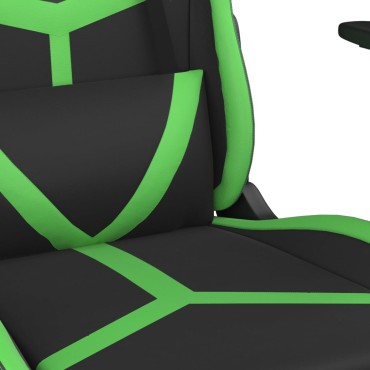 vidaXL Καρέκλα Gaming Μασάζ Υποπόδιο Μαύρο/Πράσινο από Συνθετικό Δέρμα 67x64x(116-127)cm 1 τεμ.