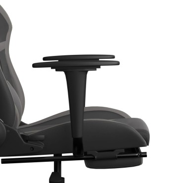 vidaXL Καρέκλα Gaming Μασάζ Υποπόδιο Μαύρο/Γκρι από Συνθετικό Δέρμα 67x64x(116-127)cm 1 τεμ.