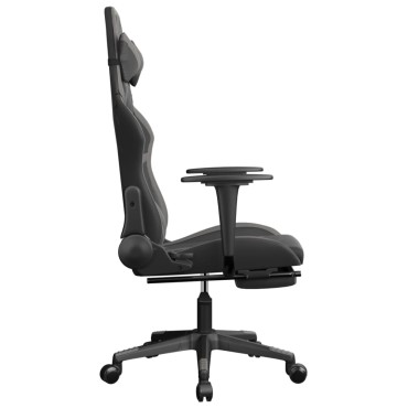 vidaXL Καρέκλα Gaming Μασάζ Υποπόδιο Μαύρο/Γκρι από Συνθετικό Δέρμα 67x64x(116-127)cm 1 τεμ.