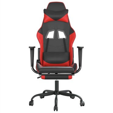 vidaXL Καρέκλα Gaming Μασάζ Υποπόδιο Μαύρο/Πράσινο από Συνθετικό Δέρμα 66x56x(120,5-131)cm 1 τεμ.