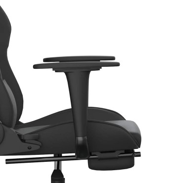 vidaXL Καρέκλα Gaming Μασάζ Υποπόδιο Μαύροαπό Συνθετικό Δέρμα 66x56x(120,5-131)cm 1 τεμ.