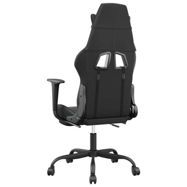 vidaXL Καρέκλα Gaming Μασάζ Υποπόδιο Μαύροαπό Συνθετικό Δέρμα 66x56x(120,5-131)cm 1 τεμ.
