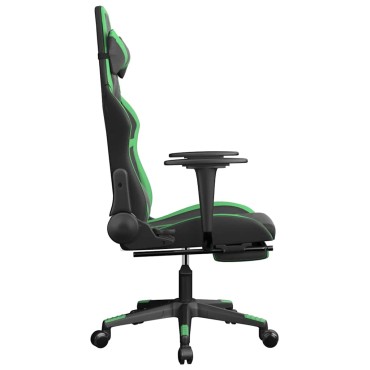 vidaXL Καρέκλα Gaming Μασάζ Υποπόδιο Μαύρο/Πράσινο από Συνθετικό Δέρμα 67x64x(116-127)cm 1 τεμ.
