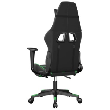 vidaXL Καρέκλα Gaming Μασάζ Υποπόδιο Μαύρο/Πράσινο από Συνθετικό Δέρμα 67x64x(116-127)cm 1 τεμ.
