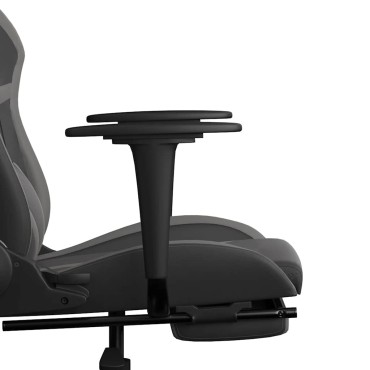 vidaXL Καρέκλα Gaming Μασάζ Υποπόδιο Μαύρο&Γκρι από Συνθετικό Δέρμα 67x64x(116-127)cm 1 τεμ.