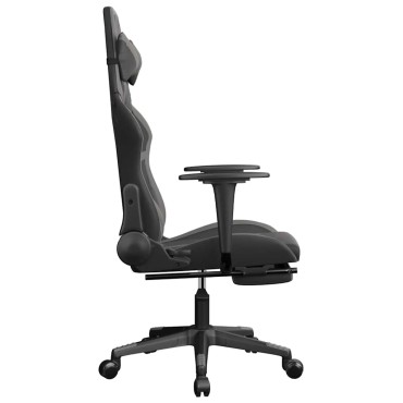 vidaXL Καρέκλα Gaming Μασάζ Υποπόδιο Μαύρο&Γκρι από Συνθετικό Δέρμα 67x64x(116-127)cm 1 τεμ.