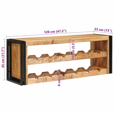 vidaXL Ράφι Κρασιού Καφέ 100x45x33cm Σταθερό Χοντρό Ξύλο Μάνγκο 1 τεμ.