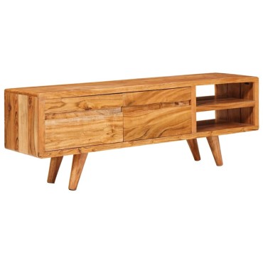 vidaXL Ντουλάπι TV με ράφι Καφέ 110x30x40cm Στερεό Ξύλο Ακακίας 1 τεμ.