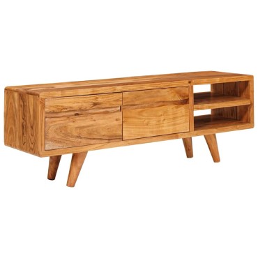 vidaXL Ντουλάπι TV με ράφι Καφέ 110x30x40cm Στερεό Ξύλο Ακακίας 1 τεμ.