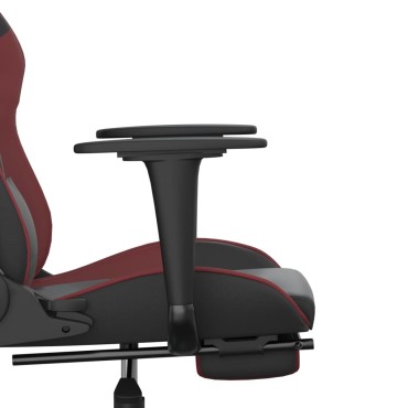 vidaXL Καρέκλα Gaming Μασάζ Υποπόδιο Μαύρο/Μπορντό από Συνθετικό Δέρμα 66x56x(120,5-131)cm 1 τεμ.