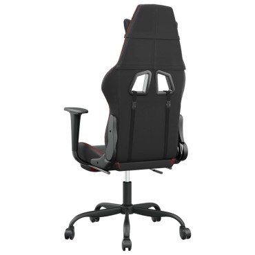 vidaXL Καρέκλα Gaming Μασάζ Υποπόδιο Μαύρο/Μπορντό από Συνθετικό Δέρμα 66x56x(120,5-131)cm 1 τεμ.