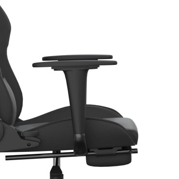 vidaXL Καρέκλα Gaming Μασάζ Υποπόδιο Μαύρο από Συνθετικό Δέρμα 66x56x(120,5-131)cm 1 τεμ.
