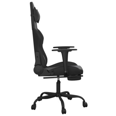 vidaXL Καρέκλα Gaming Μασάζ Υποπόδιο Μαύρο από Συνθετικό Δέρμα 66x56x(120,5-131)cm 1 τεμ.