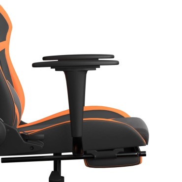 vidaXL Καρέκλα Gaming Μασάζ Υποπόδιο Μαύρο/Πορτοκαλί Συνθετικό Δέρμα 67x64x(116-127)cm 1 τεμ.