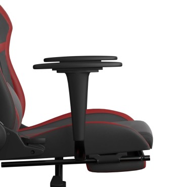 vidaXL Καρέκλα Gaming Μασάζ Υποπόδιο Μαύρο/Μπορντό από Συνθετικό Δέρμα 67x64x(116-127)cm 1 τεμ.