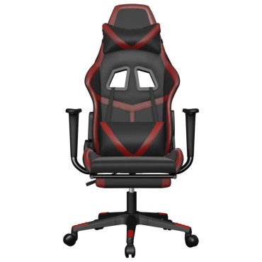 vidaXL Καρέκλα Gaming Μασάζ Υποπόδιο Μαύρο/Μπορντό από Συνθετικό Δέρμα 67x64x(116-127)cm 1 τεμ.