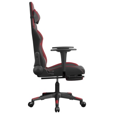 vidaXL Καρέκλα Gaming Μασάζ Υποπόδιο Μαύρο/Μπορντό από Συνθετικό Δέρμα 67x64x(116-127)cm 1 τεμ.
