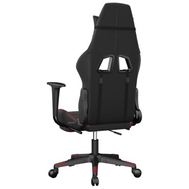 vidaXL Καρέκλα Gaming Μασάζ Υποπόδιο Μαύρο/Μπορντό από Συνθετικό Δέρμα 67x64x(116-127)cm 1 τεμ.