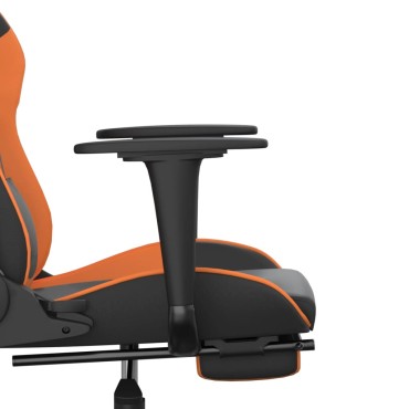 vidaXL Καρέκλα Gaming Μασάζ Υποπόδιο Μαύρο Πορτοκαλί Συνθετικό Δέρμα 66x56x(120,5-131)cm 1 τεμ.