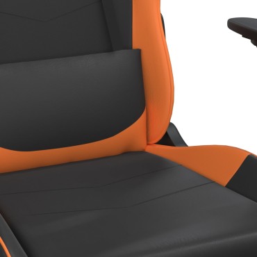 vidaXL Καρέκλα Gaming Μασάζ Υποπόδιο Μαύρο Πορτοκαλί Συνθετικό Δέρμα 66x56x(120,5-131)cm 1 τεμ.