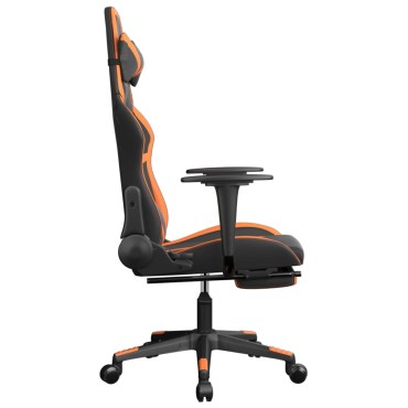 vidaXL Καρέκλα Gaming Μασάζ Υποπόδιο Μαύρο Πορτοκαλί Συνθετικό Δέρμα 67x64x(116-127)cm 1 τεμ.