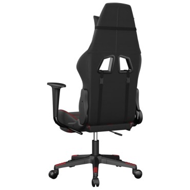 vidaXL Καρέκλα Gaming Μασάζ Υποπόδιο Μαύρο/Μπορντό από Συνθετικό Δέρμα 67x64x(116-127)cm 1 τεμ.