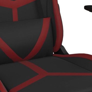 vidaXL Καρέκλα Gaming Μασάζ Υποπόδιο Μαύρο/Μπορντό από Συνθετικό Δέρμα 67x64x(116-127)cm 1 τεμ.