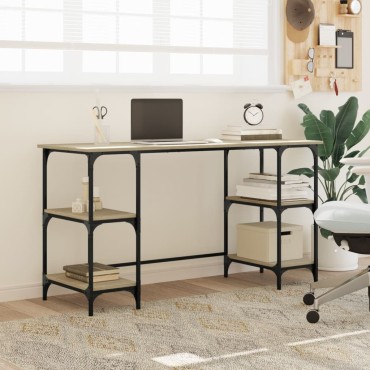 vidaXL Γραφείο Sonoma Δρυς 140x50x75cm Μέταλλο & Επεξεργασμένο Ξύλο 1 τεμ.