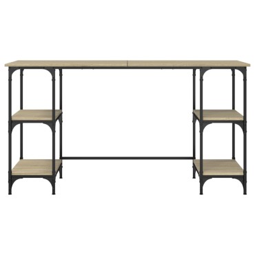 vidaXL Γραφείο Sonoma Δρυς 140x50x75cm Μέταλλο & Επεξεργασμένο Ξύλο 1 τεμ.