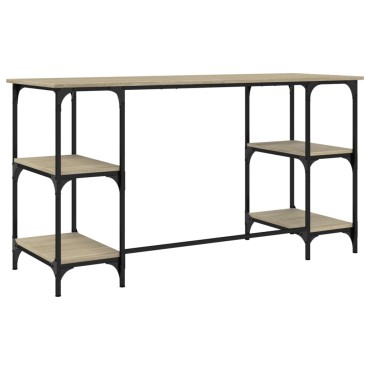 vidaXL Γραφείο Sonoma Δρυς 140x50x75cm Μέταλλο & Επεξεργασμένο Ξύλο 1 τεμ.
