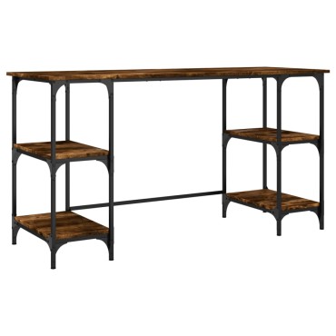 vidaXL Γραφείο Καπνιστή Δρυς 140x50x75cm Μέταλλο/Επεξεργασμένο Ξύλο 1 τεμ.