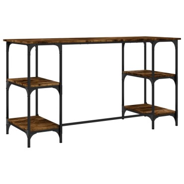 vidaXL Γραφείο Καπνιστή Δρυς 140x50x75cm Μέταλλο/Επεξεργασμένο Ξύλο 1 τεμ.