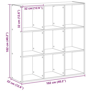 vidaXL Βιβλιοθήκη Αρτισιανή Δρυς 102x32x102cm από Επεξεργασμένο Ξύλο 1 τεμ.