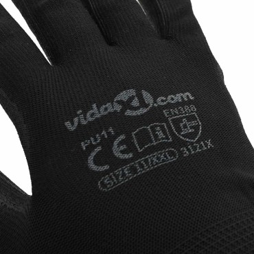 vidaXL Γάντια Εργασίας 24 τμχ. Μαύρο 11 / XXL Πολυεστέρας