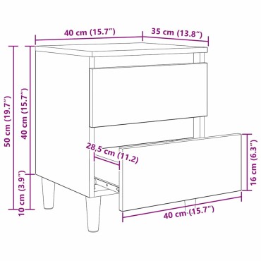 vidaXL Ντουλάπι κρεβατιού Μαύρη Οξυά 40x35x50cm 1 τεμ.