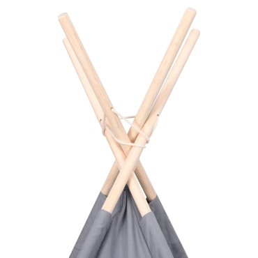 vidaXL Σκηνή Teepee Παιδική Γκρι 120x120x150 εκ. Peach Skin με Σάκο