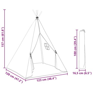 vidaXL Σκηνή Teepee Παιδική Γκρι 115x115x160 εκ. Πολυεστερική με Σάκο