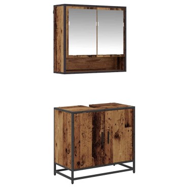 vidaXL Σετ Επίπλων Μπάνιου 2 τεμ. Παλιό Ξύλο 65x33x60 εκ