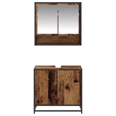 vidaXL Σετ Επίπλων Μπάνιου 2 τεμ. Παλιό Ξύλο 65x33x60 εκ