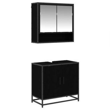 vidaXL Σετ Επίπλων Μπάνιου 2 τεμ. Μαύρη Οξυά 65x33x60 εκ