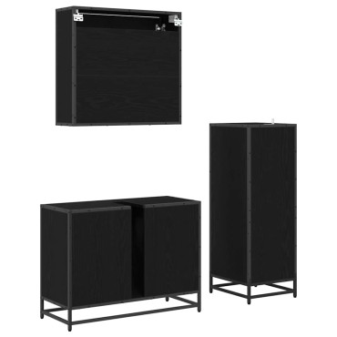 vidaXL Σετ Επίπλων Μπάνιου 3 τεμ. Μαύρη Οξυά 80x33x60 εκ