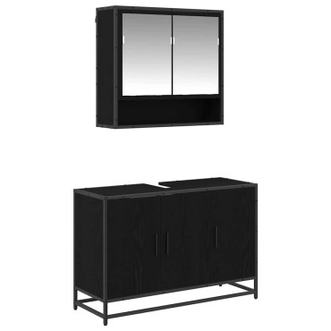 vidaXL Σετ Επίπλων Μπάνιου 2 τεμ. Μαύρη Οξυά 90x33x60cm