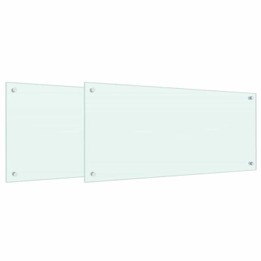 vidaXL Πλάτη κουζίνας 2 τμχ. Λευκό 90 x 40 cm σκληρυμένο γυαλί