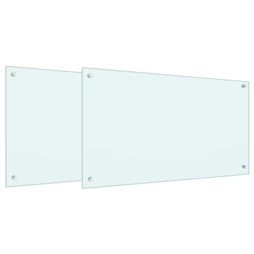 vidaXL Πλάτη κουζίνας 2 τμχ. Λευκό 90 x 50 cm σκληρυμένο γυαλί