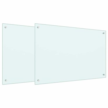vidaXL Πλάτη κουζίνας 2 τμχ. Λευκό 90 x 60 cm σκληρυμένο γυαλί