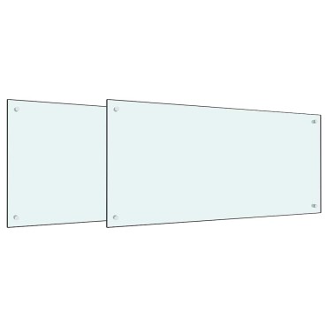 vidaXL Πλάτη κουζίνας 2 τμχ. Λευκό 100 x 50 cm σκληρυμένο γυαλί
