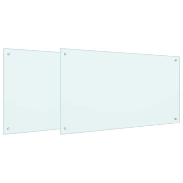 vidaXL Πλάτη κουζίνας 2 τμχ. Λευκό 100 x 60 cm σκληρυμένο γυαλί