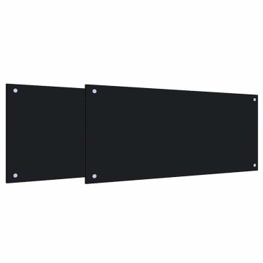 vidaXL Πλάτη κουζίνας 2 τμχ. Μαύρο 90 x 40 cm σκληρυμένο γυαλί