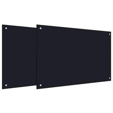 vidaXL Πλάτη κουζίνας 2 τμχ. Μαύρο 90 x 60 cm σκληρυμένο γυαλί