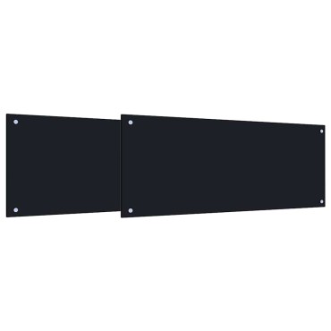 vidaXL Πλάτη κουζίνας 2 τμχ. Μαύρο 100 x 40 cm σκληρυμένο γυαλί